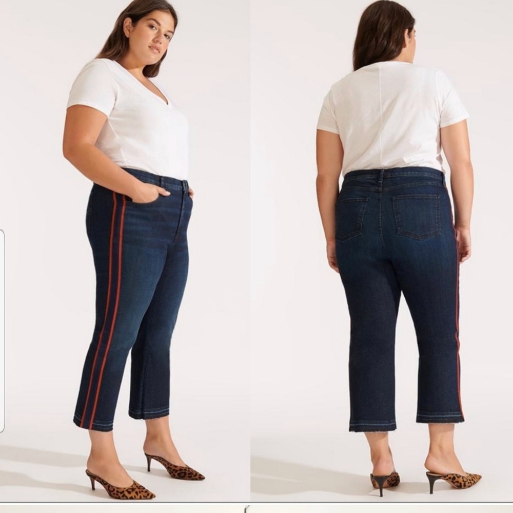 Carolyn High-Rise Baby Boot Jean Tux Stripe NWT